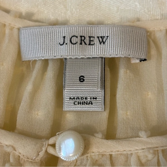 J. Crew Ivory Dotted Swiss Semi-Sheer Long Sleeve Top, Size 6 - Picture 9 of 9